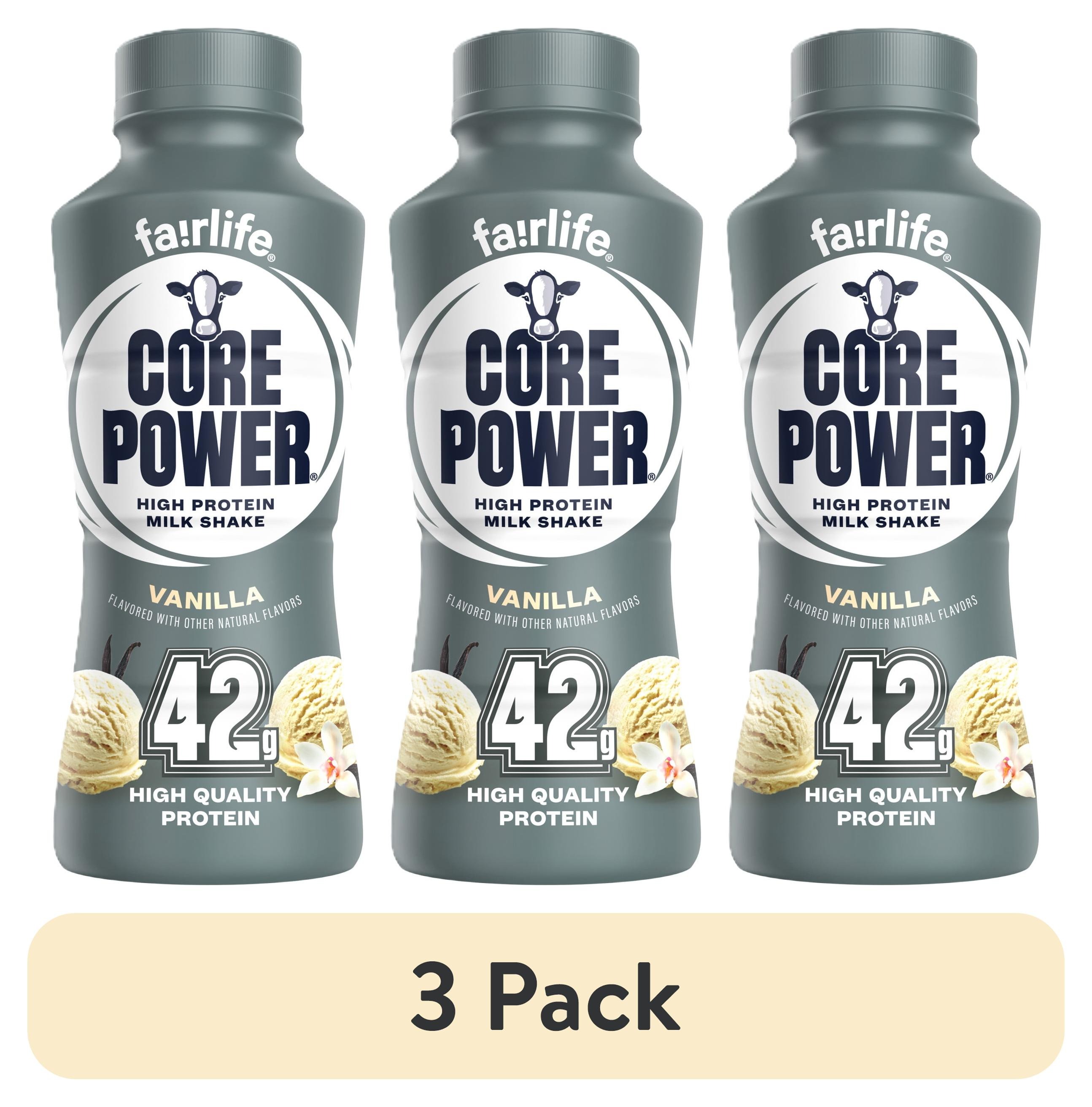 (3 pack) Core Power High Protein Shake, Vanilla, 42g Bottle, 14 fl oz