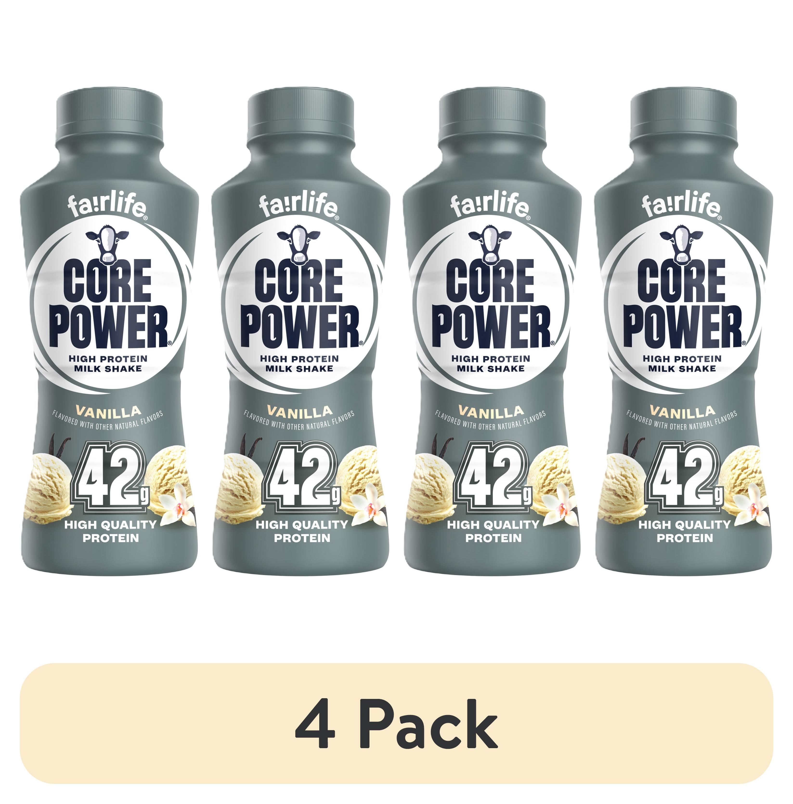 (4 pack) Core Power High Protein Shake, Vanilla, 42g Bottle, 14 fl oz