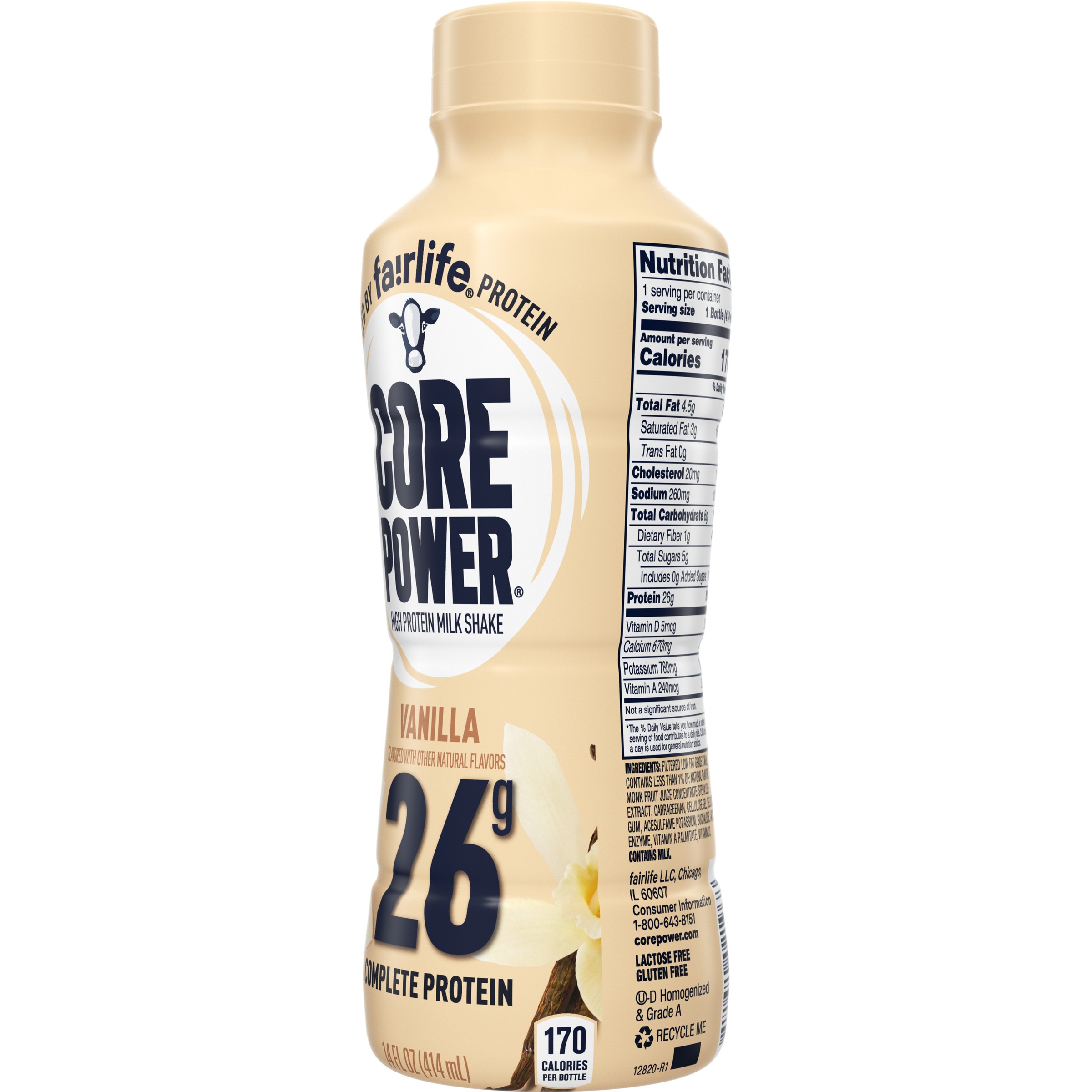 Core Power Protein Shake, Vanilla, 26g Bottle, 14 fl oz - Image 6