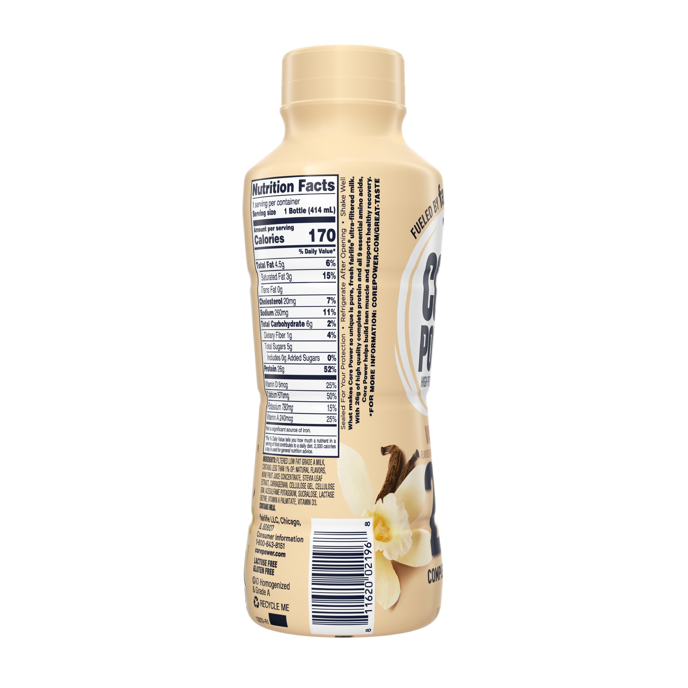 Core Power Protein Shake, Vanilla, 26g Bottle, 14 fl oz - Image 5