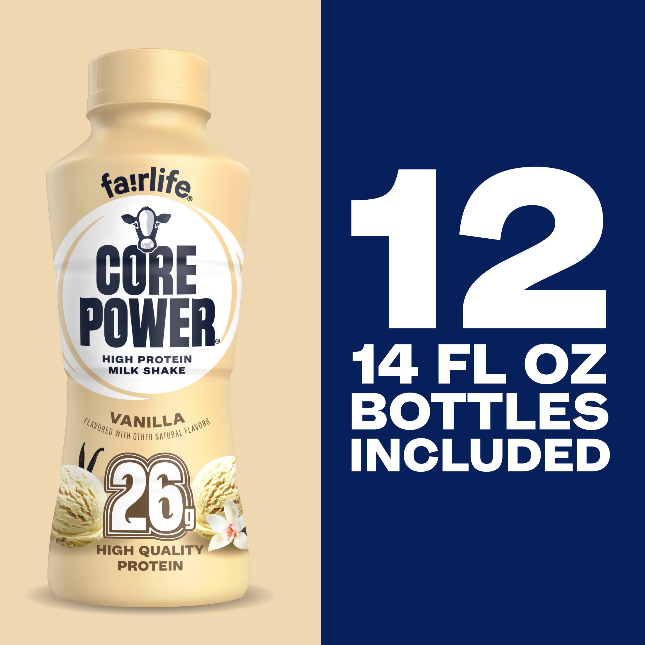 Core Power Protein Shake, Vanilla, 26g Bottle, 14oz, 12 Pack - Image 6