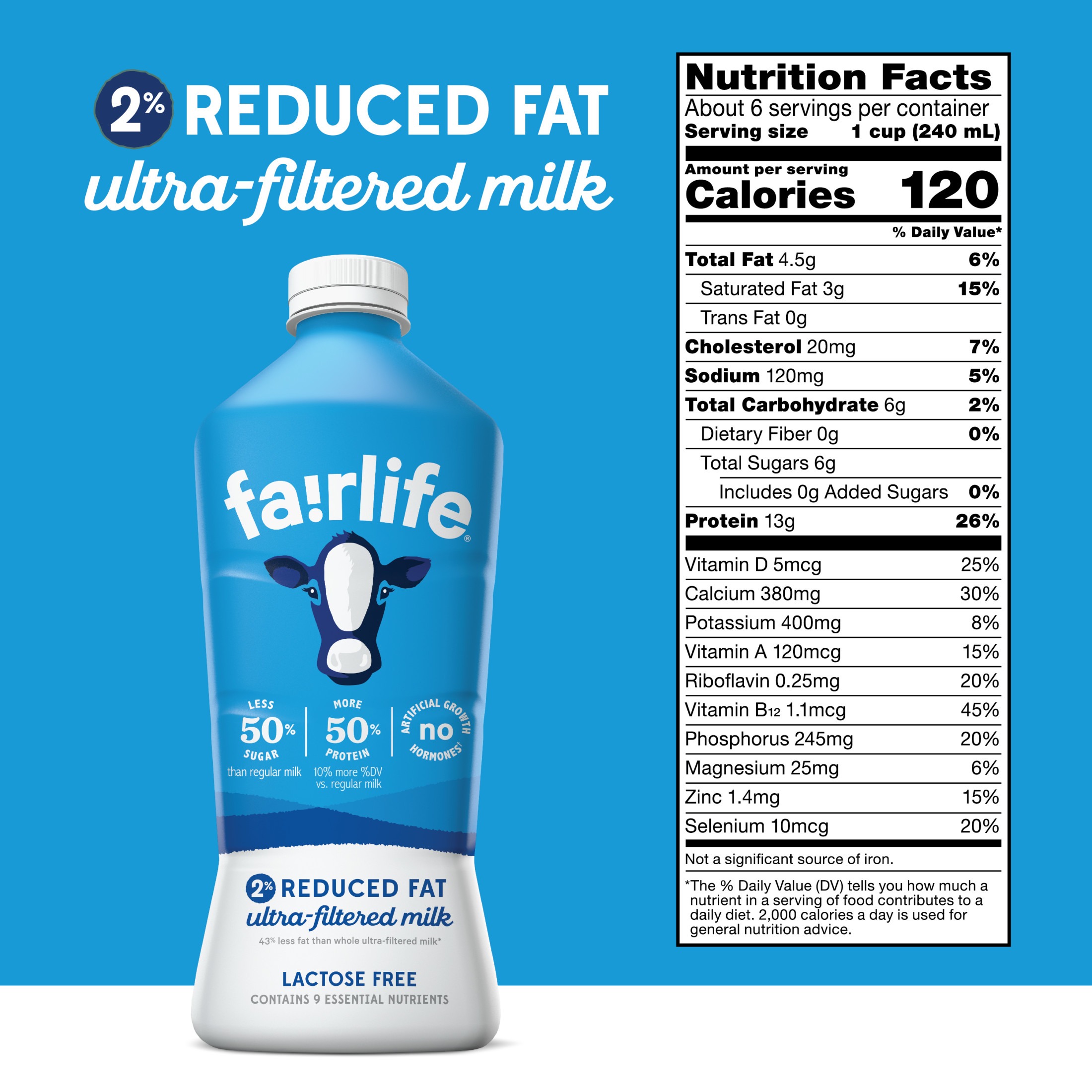 fairlife Lactose Free 2% Reduced Fat Ultra Filtered Milk, 52 fl oz - Image 6